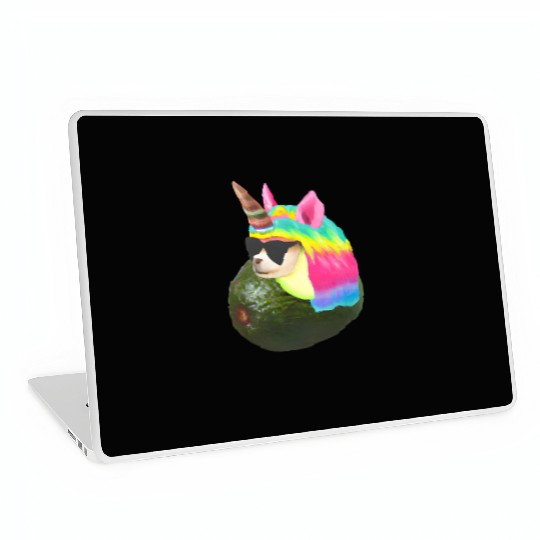 Happy unicorn avocado Laptop Skins
