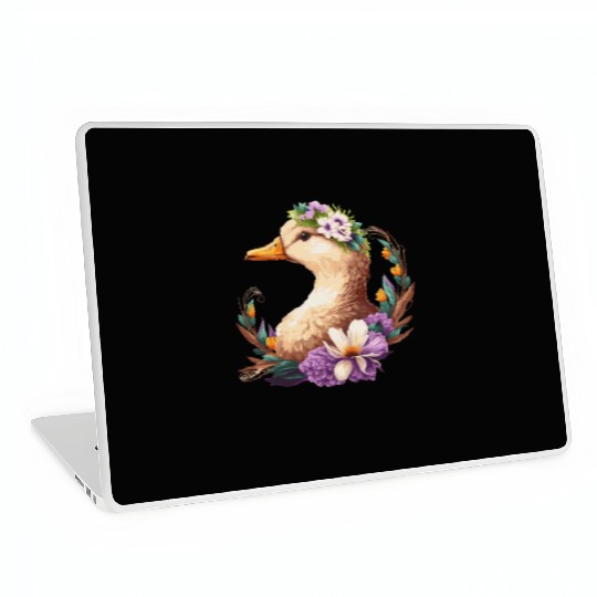 Flower Crown Duck Floral Farm Animal Pet Laptop Skins