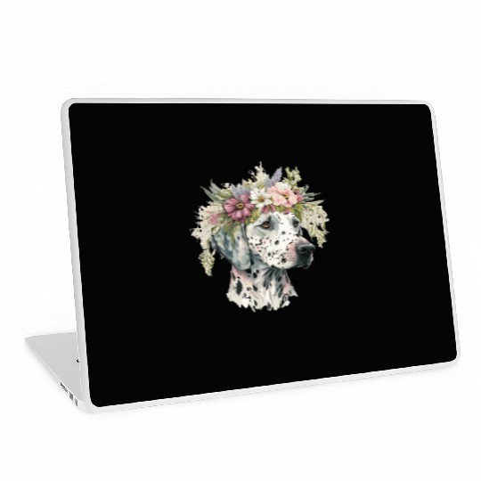 Dalmatian Flower Crown Pet Dog Floral Puppy Laptop Skins