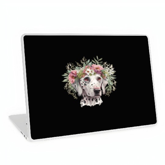 Cute Dalmatian Flower Crown Pet Dog Breed Puppy Laptop Skins