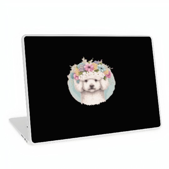 Cute Bichon Frise Flower Crown Pet Dog Floral Pupp Laptop Skins