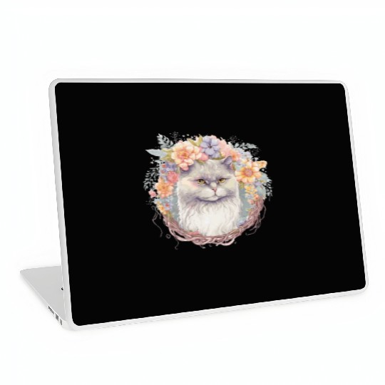 Cute Persian Cat Flower Crown Cats Pet Kitten Laptop Skins