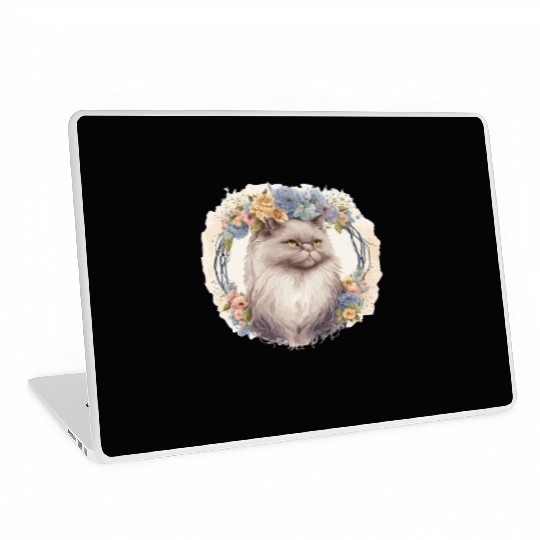 Cute Persian Cat Flower Crown Cats Pet Kitten Laptop Skins