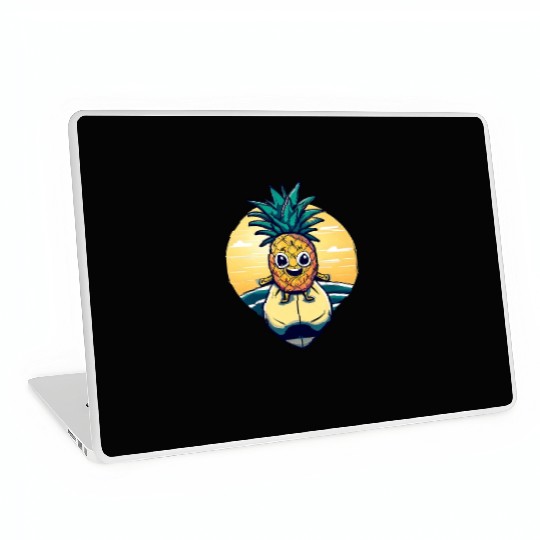 Kawaii pineapple on at sunset Laptop Skins