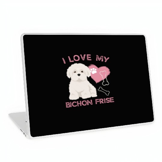 Cute puppy Bichon Frise Valentines Dog lover dogs Laptop Skins