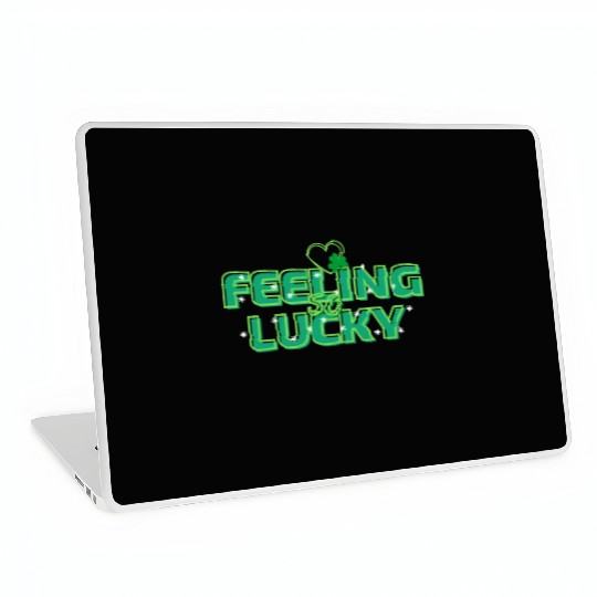 Feeling Lucky Green Bright Bold Typography Laptop Skins