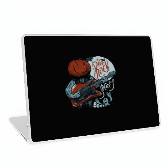 Pump Rock Society Halloween Pumpkin Playing Guitar Laptop Skins