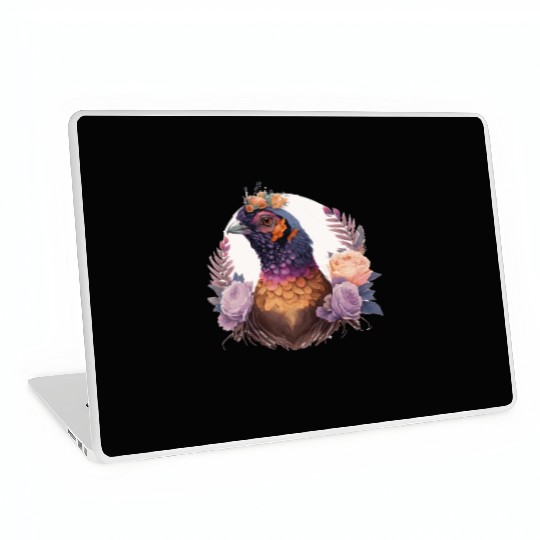 Pastel Watercolor Pheasant Bird Flower Crown Pet B Laptop Skins