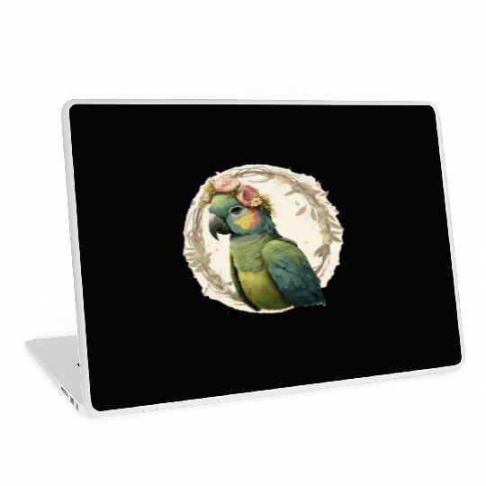 Watercolor Parrot Hahn's Macaw Bird Flower Crown P Laptop Skins