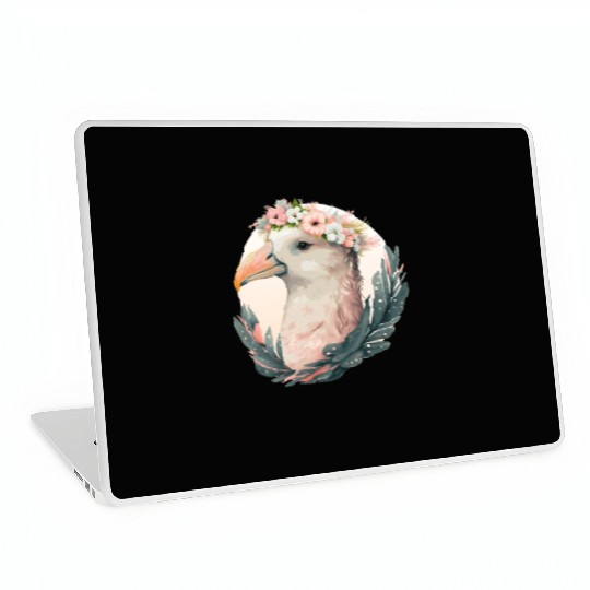 Cute Albatross Bird Flower Crown Floral Tropical B Laptop Skins