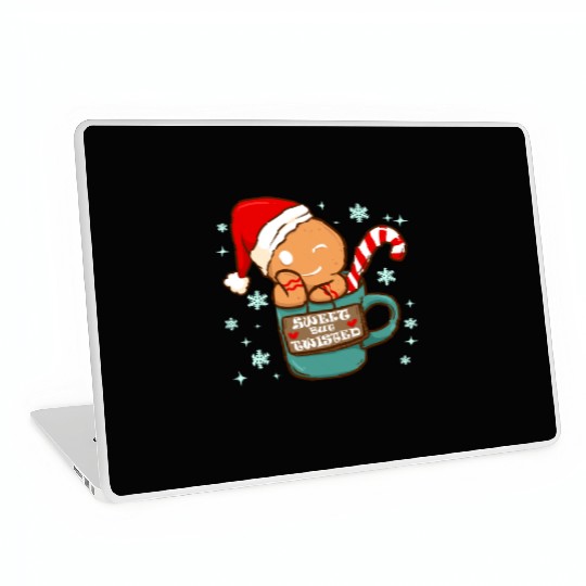 Sweet But Twisted Christmas Candy Cane Gingerbread Laptop Skins