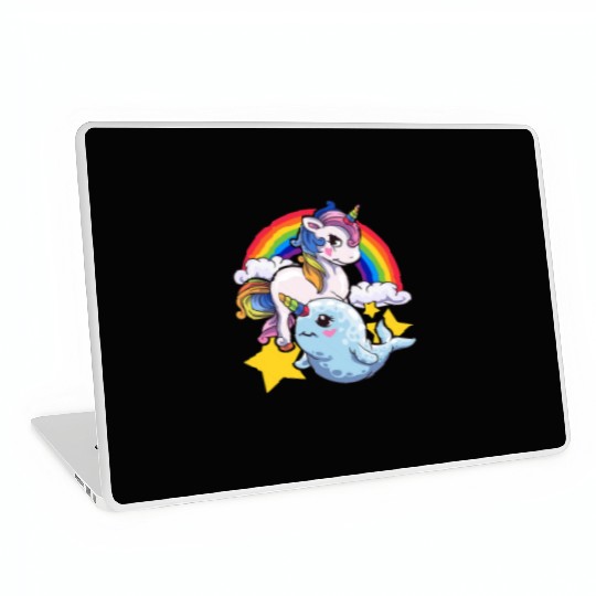 Cute Horned Narwhal And Unicorn Animal Friends Laptop Skins