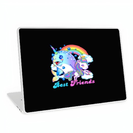 Cute Horned Narwhal And Unicorn Best Friends Laptop Skins
