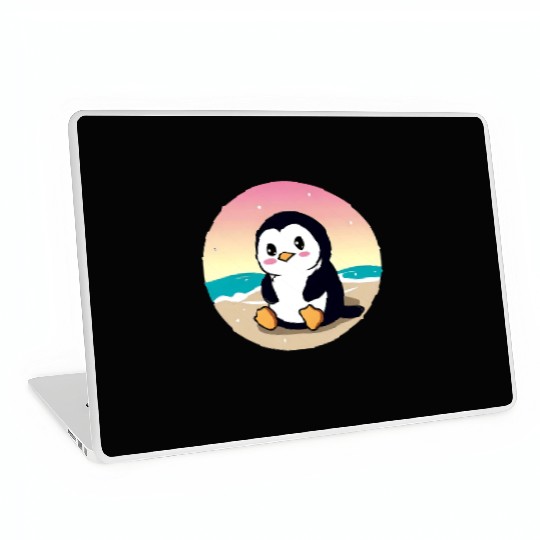 Beach penguin at sunset Laptop Skins