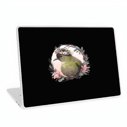 Tropical Kiwi Bird Flower Crown Floral Exotic Bird Laptop Skins