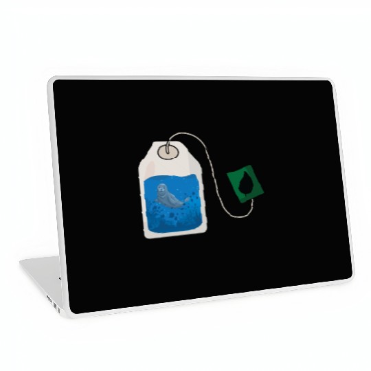 Funny seal swimming in a tea bag Laptop Skins