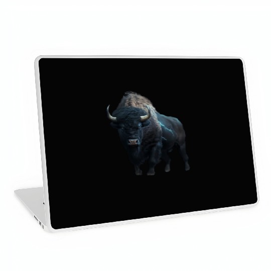 Majestic bison black with lightning bolts buffalo Laptop Skins