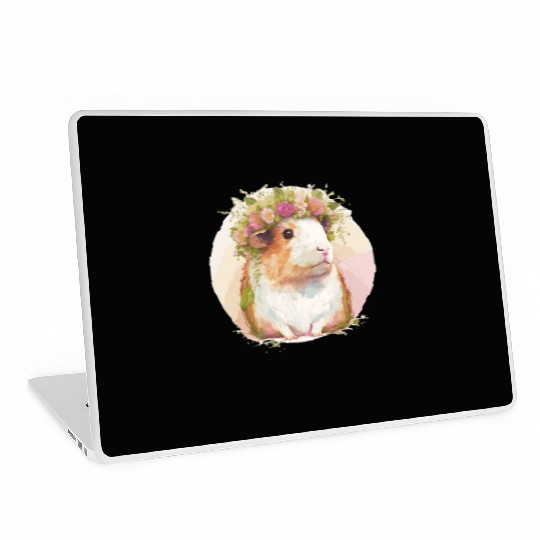 Cute Guinea Pig Flower Crown Floral Pet Rodent Lov Laptop Skins
