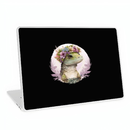 Cute Lizard Flower Crown Lizard Lover Laptop Skins