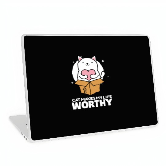 Cats Make My Life Worth It Cute Cat Lover Laptop Skins