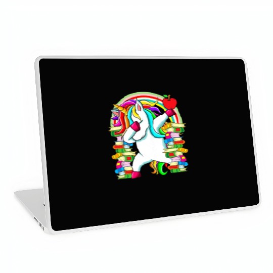 Womens Reading Teacher Dabbing Unicorn Elementary Laptop Skins
