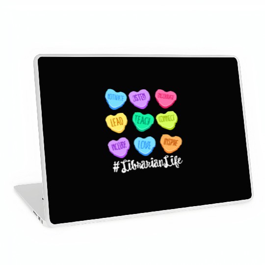 Librarian Life Teacher Valentines Day Pastel Candy Laptop Skins