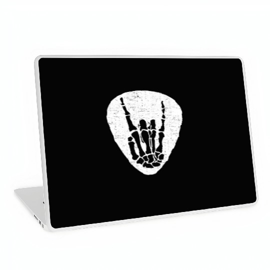Cool Rock And Roll Skeleton Hand On A Guitar Pick Laptop Skins