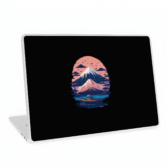 Serene Mount Fuji Sunset Peaceful River Scenery Laptop Skins