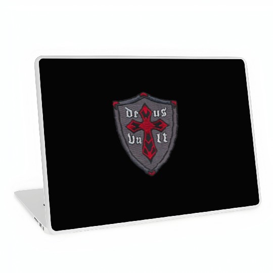 Deus Vult Cross on Shield Laptop Skins