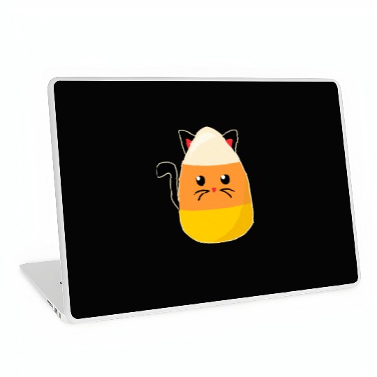 Candy Corn Cat Halloween Laptop Skins