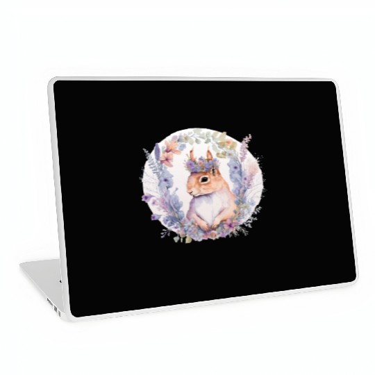 Cute Squirrel Flower Crown Animal Lovers Laptop Skins