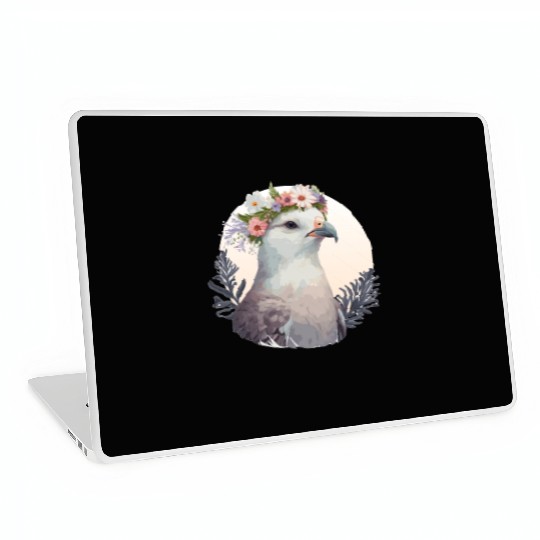 Cute Fulmar Bird Flower Crown Floral Tropical Bird Laptop Skins