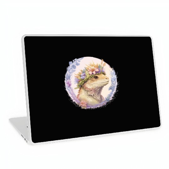 Floral Bearded Dragon Flower Crown Pet Lizard Love Laptop Skins