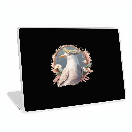 Seagull Bird Flower Crown Floral Seabirds Laptop Skins