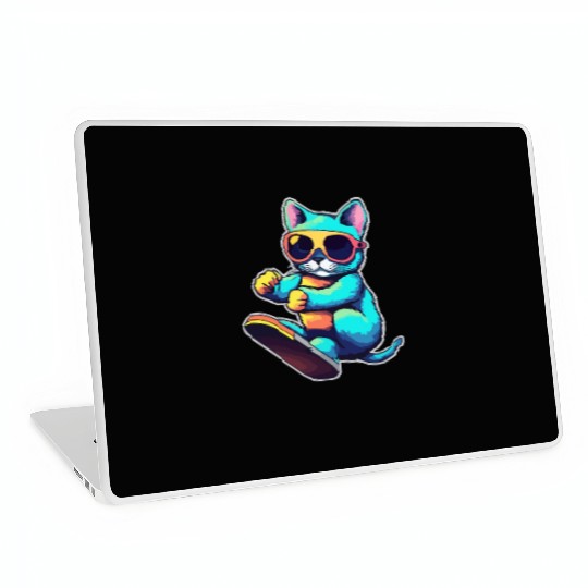 Cool Cat Skateboarding Vibes Laptop Skins