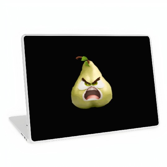 A pear with angry face cartoon style Laptop Skins