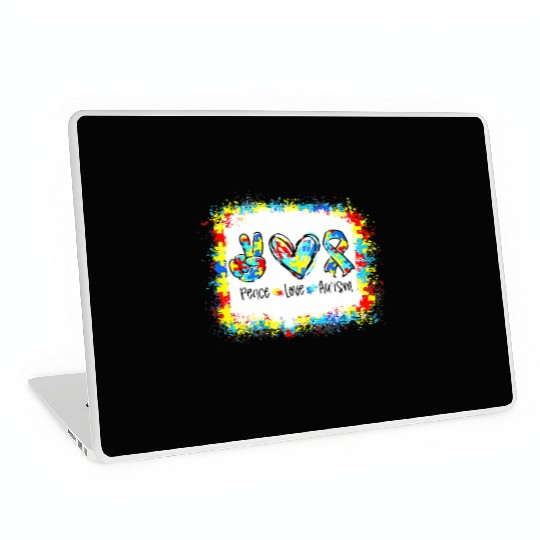 Peace Love Autism In April We Wear Blue For Autism Laptop Skins