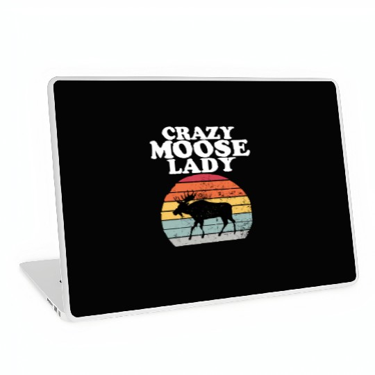 Crazy Moose Lady Moose Laptop Skins