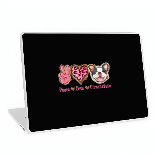 Leopard Peace Love Frenchie Funny Dog Mom Mothers Laptop Skins