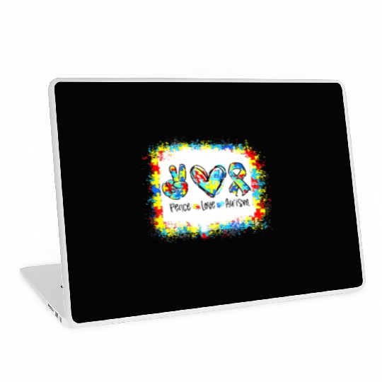 Peace Love Autism In April We Wear Blue For Autism Laptop Skins