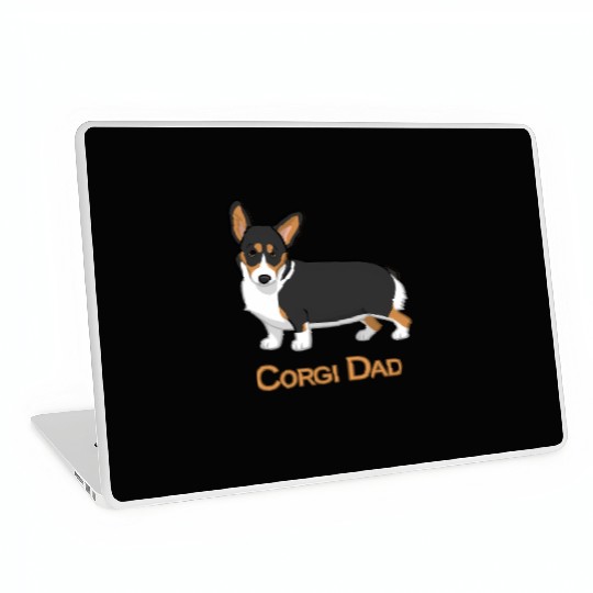 Black Tricolor Pembroke Corgi Dad Dog Laptop Skins