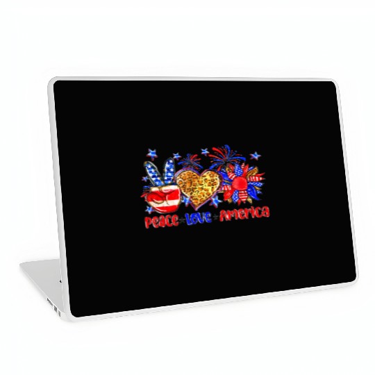 Peace Love America US Flag Fourth Wo 4th Of July P Laptop Skins