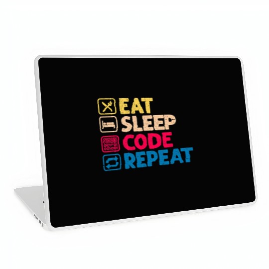 Eat Sleep Code Repeat Funny Binary Programmer Laptop Skins