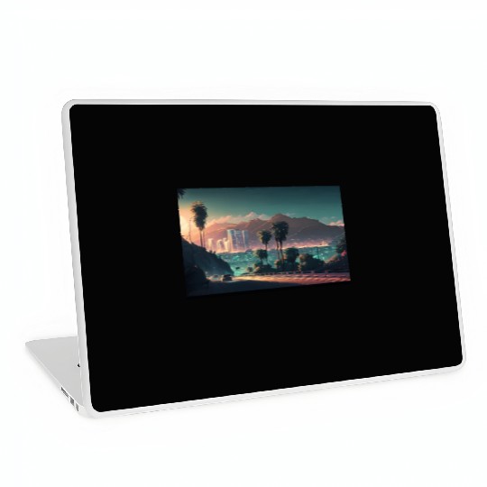 Colorful Hollywood Hills Vibrant Urban Landscape Laptop Skins