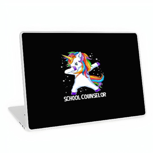 School Counselor Dabbing Unicorn Back To School Fu Laptop Skins