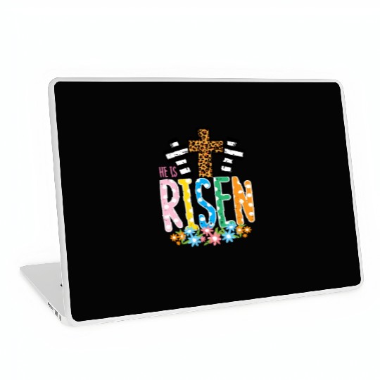 He Is Risen Leopard Cross Easter Jesus Religious Laptop Skins