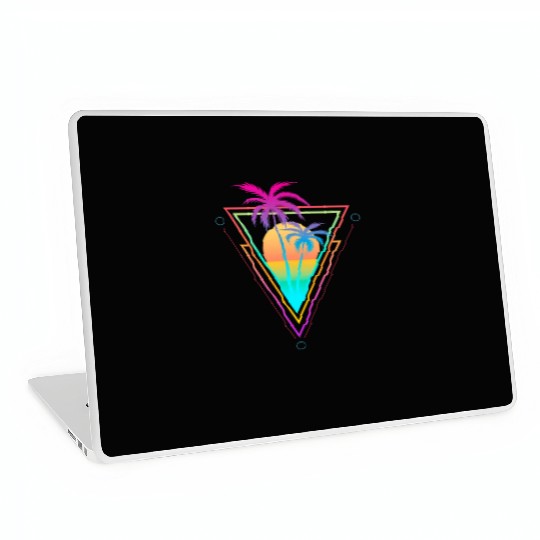 1980S 1990S Vaporwave Palm Trees Sunset Beach Surf Laptop Skins