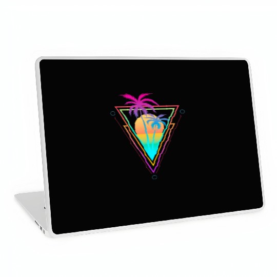 1980S 1990S Vaporwave Palm Trees Sunset Beach Surf Laptop Skins