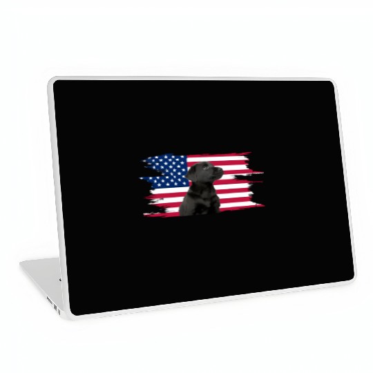 American Flag Dog Black Lab Puppy Laptop Skins