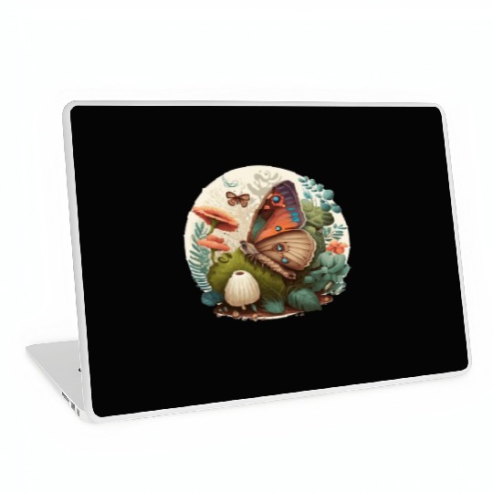 Cottagecore Butterfly Mushroom Plants Botanic Herb Laptop Skins